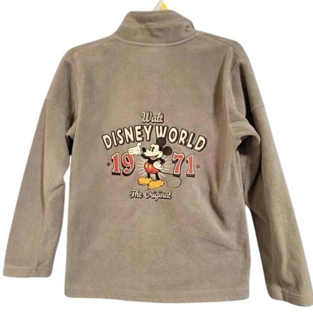 Walt Disney World 1971 Mickey Mouse Sided Embroidered Fleece Jacket Kids L zip